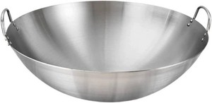 Kichvoe Stainless Steel Wok 12.59 Inch Double Ear Frying Pan with 2 Handles Practical Cooking Wok for Stir Frying Meat and Vegetables Home Kitchen Cookware