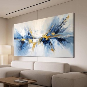 YISXINOAG Canvas Wall Art Abstract Wall Art Modern Canvas Wall Decor Ready to Hang Modern Home Decor Abstract Art Gold and Blue Home Artwork Decorations Prints for Bedroom, Dining Room Size 24X48