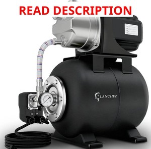 $160 LANCHEZ 1.6 HP Shallow Well Pump with Pressure Tank, 1340 GPH Stainless Steel Water Transfer Pump, 115V Garden Irrigation Pump, Automatic Water Booster Jet Pump for Home Garden Lawn Farm, Matte