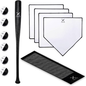 Grand Slam Baseball Bat Set, Includes 1 Plastic Bat, 6 Perforated Balls and 4 Throw Down Bases for Youth, Teenagers, Adults