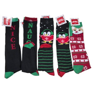 Lot of 5 Holiday Knee-High Sock 2-Packs  One Size, 10 Pairs Total