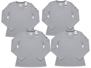 Lot of 4 Womens Adidas Ultimate Long-Sleeve V-Neck Shirts Size Medium Gray New With Tags