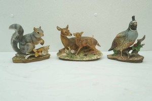 deer, squirrle, quail ceramic figurines