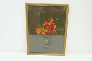 vintage needlepoint floral picture