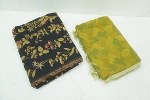 black floralprint material 54 x 43, olive green botanical leaf pattern 54 x 37