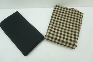 black ribbed knit fabric 62 x 48, black and beige gingham 60 x 207