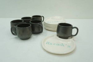 6 small dessert plates with coffee cups