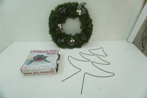 Christmas Wreath, Metal Tree Stand, Metal Tree Decor