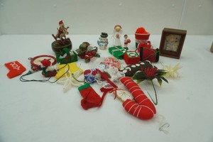 group of Christmas decor and ornaments