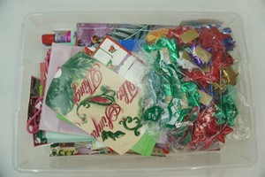 large assortment of Christmas bags and bows