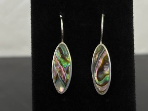 .925 Sterling Silver Inlayed Abalone Hook Earrings
