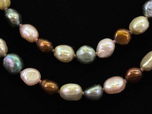 .925 Sterling Silver Clasp HONORA 53 Multi Colored Genuine Pearl Necklace