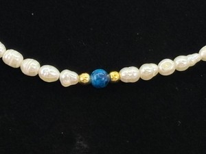 19.5 Genuine Pearl Lapis Accented Necklace