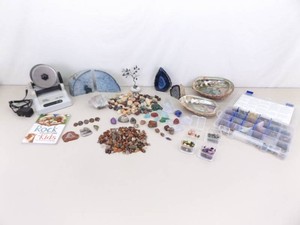 Collection of Geodes, Agates, WORKING Rock Tumbler, Beads, etc.