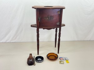 Vintage Copper Lined Wood Humidor, Zippo Lighters, Ashtrays, etc.