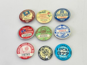 Lot of Vintage 1940s and 1950s Chauffeurs License Buttons