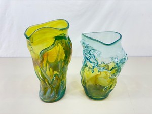 2 Hand Blown Art Glass Vases