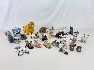 Large Lot of Vintage Cat Wood, Porcelain, etc. Figurines