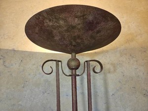 Brushed Finish Torchiere Floor Lamp with Scrolled Detail