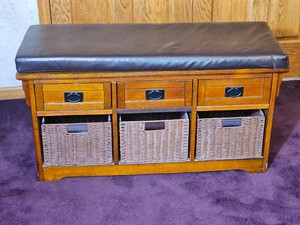 Mission Shaker Accent Storage Bench with Leatherette Pad