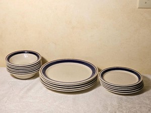 Chateau Stoneware Dinner Set Cobalt & Cream Tones