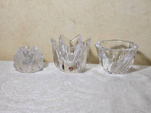 Orrefors Crystal Glass Bowls & Candle Holder