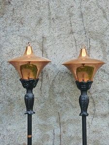 Front Gate Copper Torch Yard Lantern Pair, A