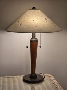 Rustic Wood and Metal Double Pull Table Lamp