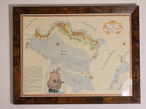 Framed Decorative Map of the Turks and Caicos Islands