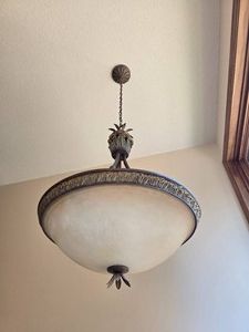 Traditional Alabaster Glass Bowl Pendant Light