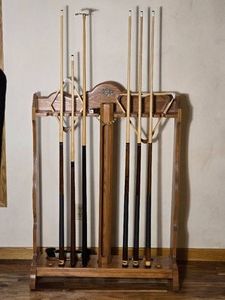 Brunswick Wooden Billiards Cue Rack with Cues and Accessories