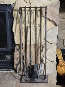 Wrought Iron Fireplace Tool Set with Stand