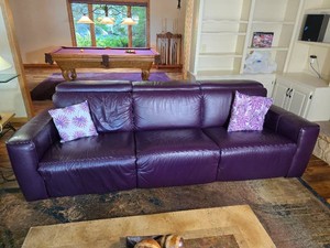 Minnesota Vikings Purple Leather Triple Reclining Sofa