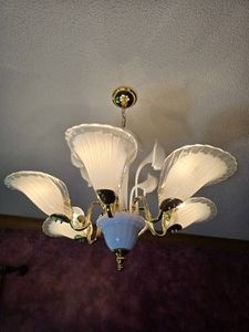 Sculptural Frosted Glass Petal Chandelier