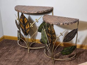 Decorative Metal Demilune Nesting Tables