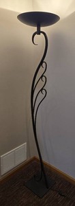 Sculptural Black Metal Torchiere Floor Lamp