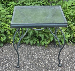 Outdoor Glass Top Metal Patio Side Table