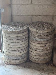 Collection of Round Exposed Aggregate Concrete Stepping Stones