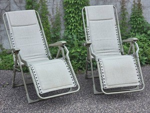 Pair of Folding Zero Gravity Patio Recliners