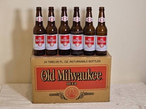 Old Milwaukee Beer Bottle Collection with Vintage Case