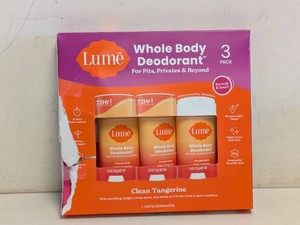 NEW LUME WHOLE BODY DEODORANT CLEAN TANGERINE 3PK
