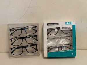 (2) NEW FOSTER GRANT 2.00 READING GLASSES 3PK