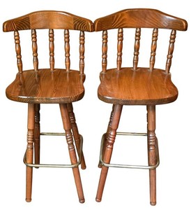 LL-BR - Bar Height Stools Pair of Wooden Spindle Back