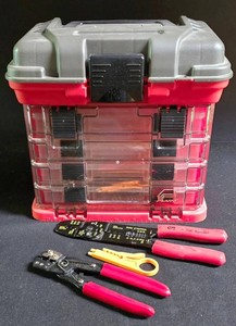 LL-TR - Electrical Crimper Kit Mixed Lot - Plano Organizer, Wire Stripper & Connectors