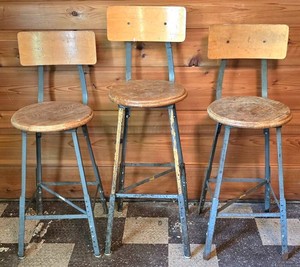 LL-BR - Vintage Shop Stools (Lot of 3)