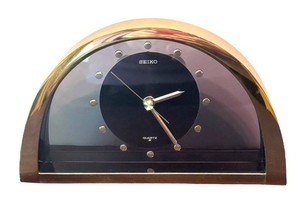LR - Vintage Seiko Half Moon Quartz Mantle Clock
