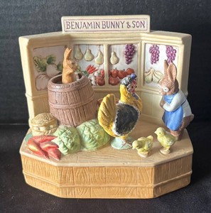 LR - Vintage Schmid Beatrix Potter Benjamin Bunny & Son Music Box