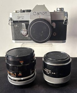 LR - Vintage Canon FT QL 35mm SLR Camera with Lenses