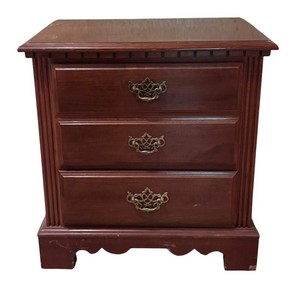 E - Broyhill Traditional Cherry 3-Drawer Nightstand  Chest