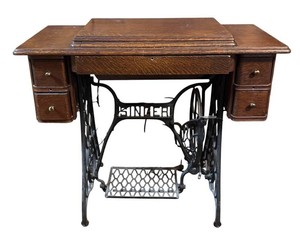 K - Antique Sewing Table Singer Treadle Base